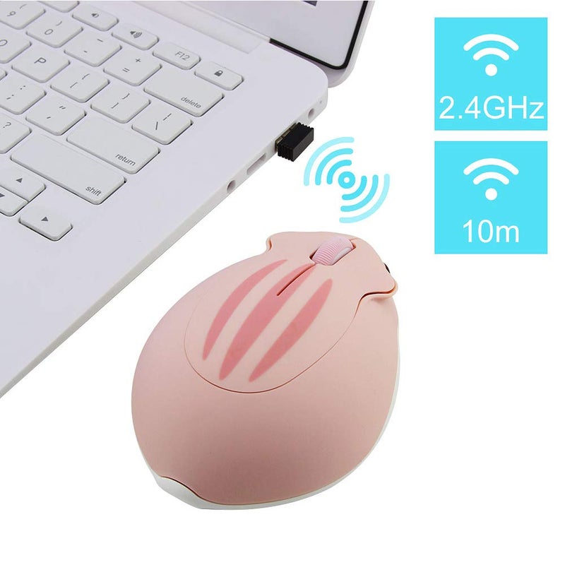 Sunffice Cute Hamster Mouse,Wireless Mouse 2.4 Ghz 1200 DPI Less Noise Cartoon Animal Shape Portable Optical Mice with USB Receiver for Notebook Windows Computer PC Laptop Gift Kids(Pink) - Image 4